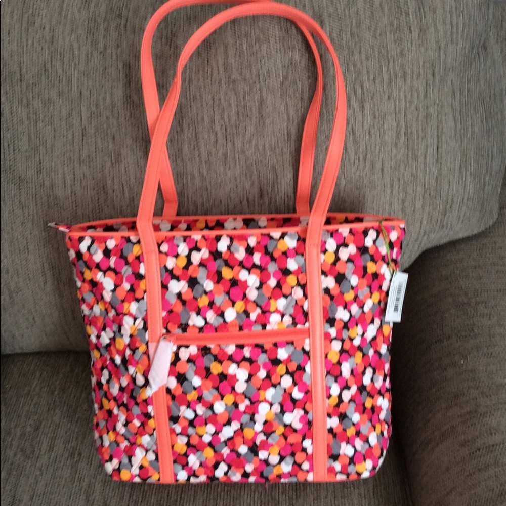 Vera Bradley Trimmed Tote Pixie Dots NWT - Picture 2 of 5